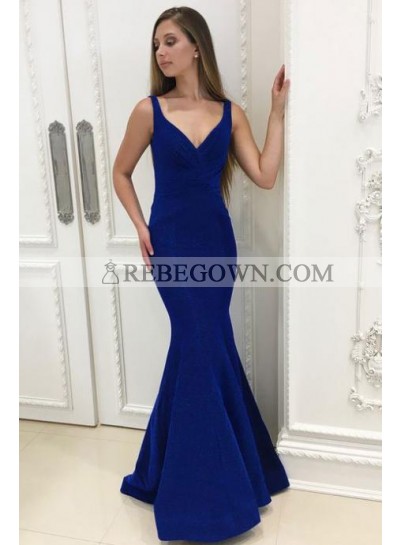 Charming Mermaid  Royal Blue Spandex Sweetheart Lace Up Back Prom Dresses 2022 