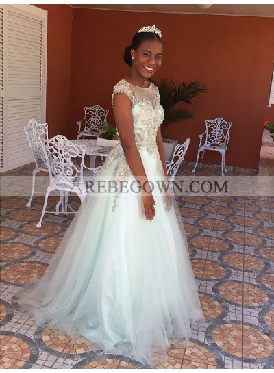 2022 Cheap A Line White Tulle Beaded Sweetheart Beaded Prom Dress