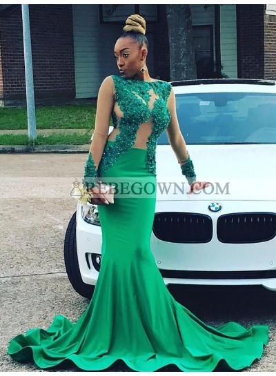 Amazing Mint Green Mermaid  See Through Sleeveless African American Prom Dress 2022