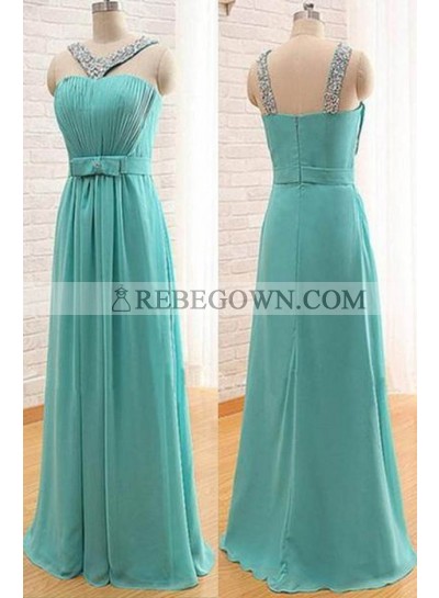 Beading A-Line Chiffon Prom Dresses rebe gown 2022 Blue