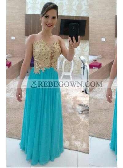 Column/Sheath Sleeveless Natural Zipper Long Floor length Chiffon rebe gown 2022 Blue Prom Dresses