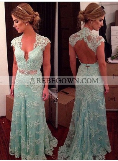 Queen Anne A-Line Lace Prom Dresses rebe gown 2022 Blue