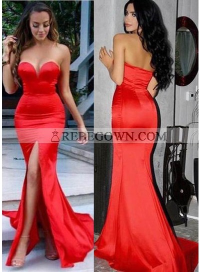 2022 Gorgeous Red Sweetheart Mermaid Taffeta Prom Dresses