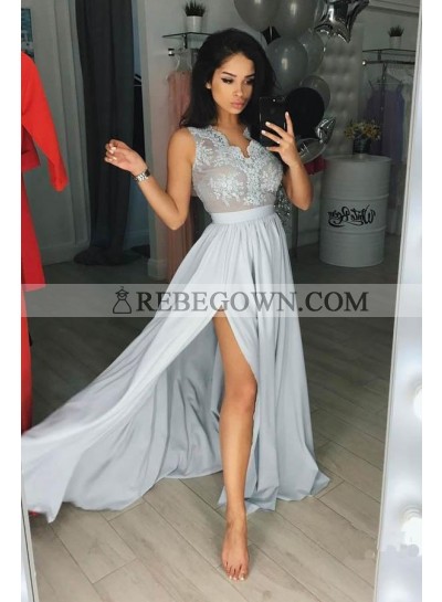 2022 Charming Princess/A-Line Chiffon Light Skye Blue Chiffon Prom Dresses