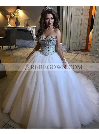 Princess Sweetheart White Ball Gown Wedding Dresses