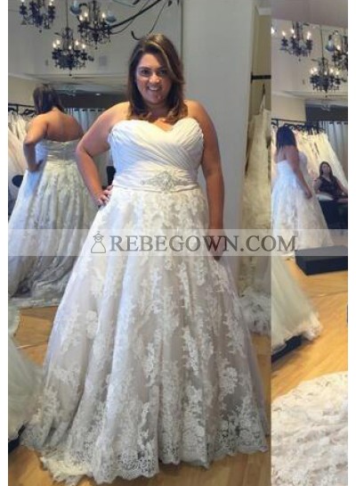 A Line Lace Sweetheart 2022 Cheap Plus Size Wedding Gown