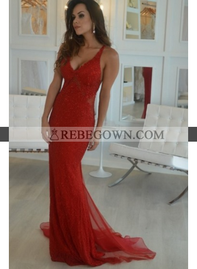 2022 Sexy Trumpet/Mermaid  Red Sweetheart Prom Dresses