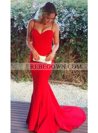 Sexy Sweetheart Trumpet/Mermaid  2022 Satin Prom Dresses Red