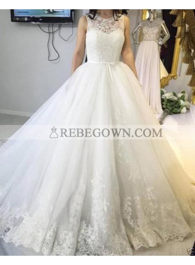 Elegant Sweetheart Tulle With Appliques Ball Gown Wedding Dresses