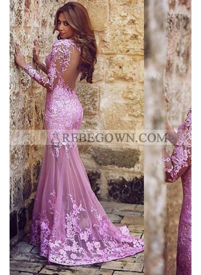 Charming Appliques Mermaid Tulle 2022 Glamorous Pink Prom Dresses