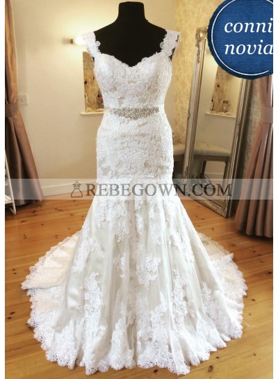 2022 Mermaid  Ivory Lace Sweetheart Wedding Dresses With Straps