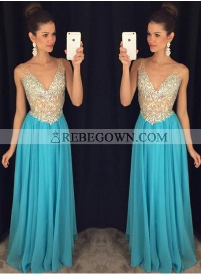 2023 Cheap Chiffon Princess/A-Line V-neck Prom Dresses
