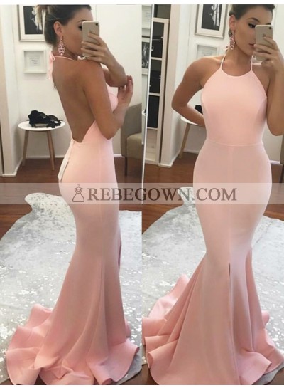 2023 Long Prom Dresses Sexy Trumpet/Mermaid  Pink Backless 
