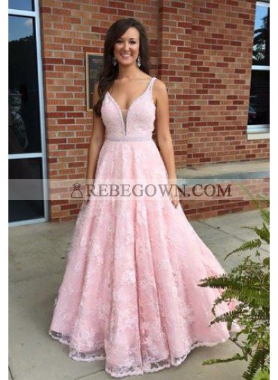 Pink Princess/A-Line Lace Sweetheart Prom Dresses Cheap