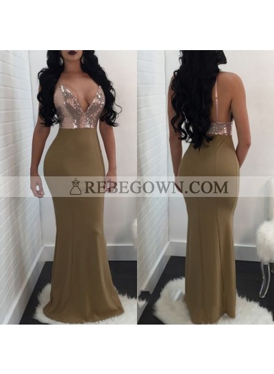 Charming Sheath Sweetheart Spaghetti Straps Sequence Floor Length Prom Dresses