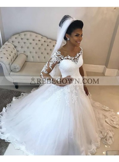 2023 Newly White Long Sleeves Off Shoulder Long Ball Gown Sweetheart Wedding Dresses