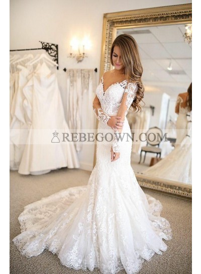 Sexy Mermaid  Long Sleeves Lace Sweetheart 2023 Wedding Dresses