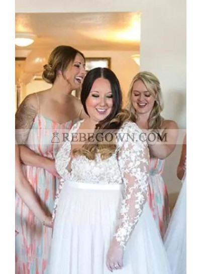 2023 Cheap A Line Sweetheart Backless Long Sleeves Plus Size Wedding Dresses