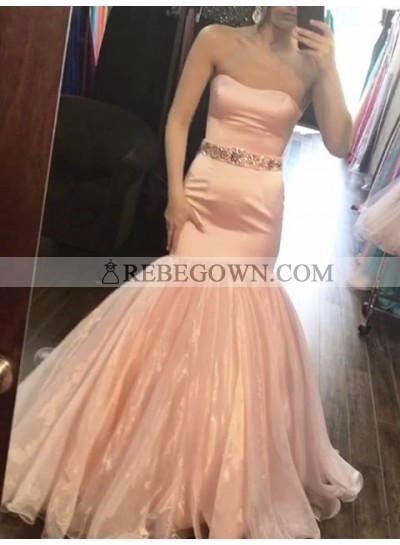 2023 New Arrival Mermaid  Sweetheart Peach Satin Organza Long Prom Dress
