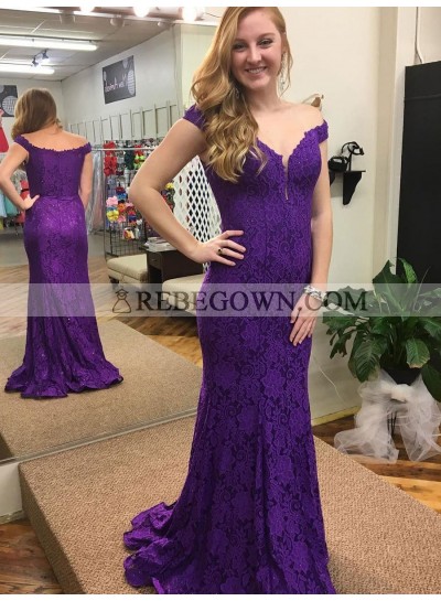 Amazing Sheath Regency Lace Off Shoulder Sweetheart Long Prom Dress 2023