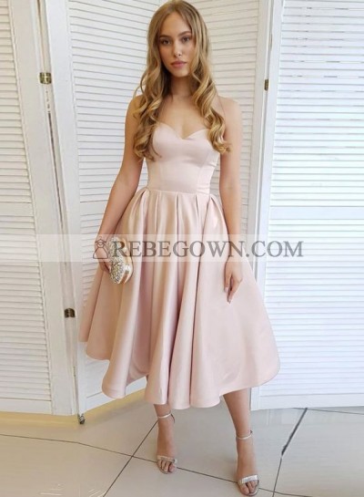 Strapless A Line Pleated Satin Ivory Sweetheart Elegant Sexy Homecoming Dresses