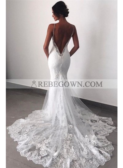 2023 Mermaid New Wedding Dresses Sweetheart Backless Lace Beach Bridal Gowns
