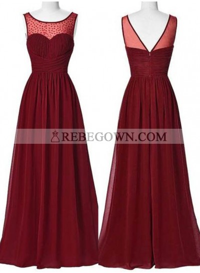 2023 Gorgeous Red Beading Ruching A-Line Chiffon Prom Dresses