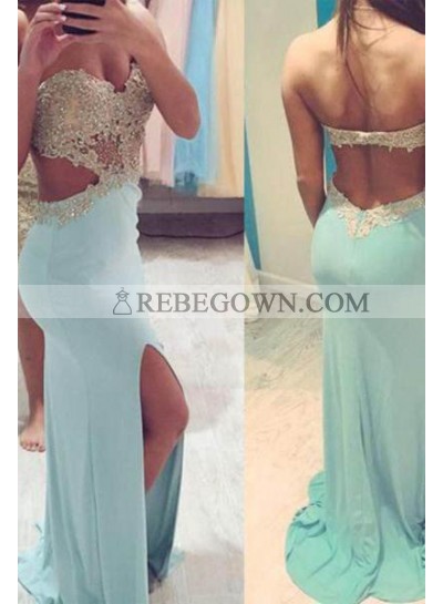rebe gown 2023 Blue Long Floor length Sweetheart Column/Sheath Satin Prom Dresses
