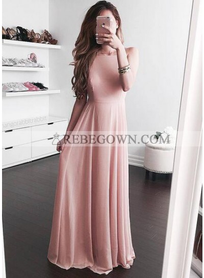 2023 Cheap Princess/A-Line Chiffon Blushing Pink Prom Dresses