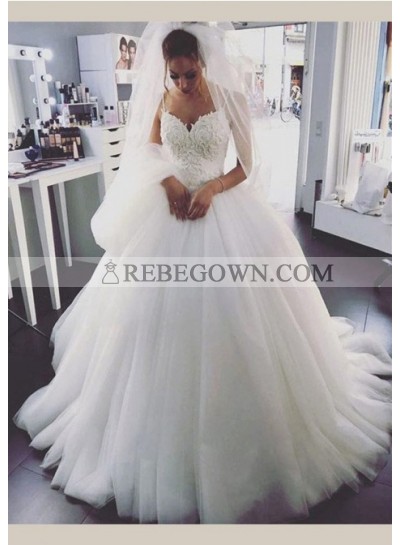 Tulle 2023 Ball Gown Wedding Dresses Spaghetti Straps