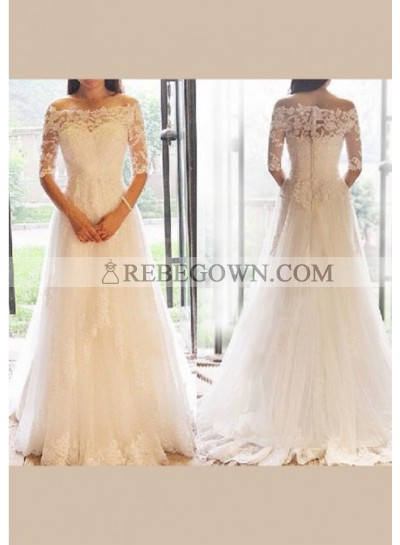 Lace Off The Shoulder Long Sleeves Wedding Dresses 2023