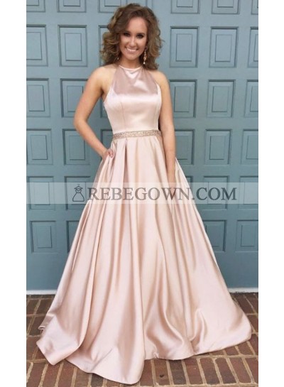 2023 Siren Princess/A-Line Pink Satin 2023 Cheap Prom Dresses