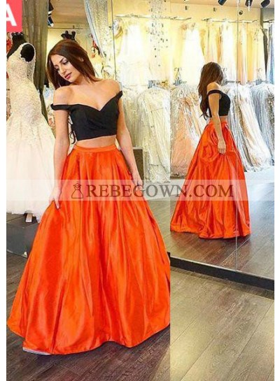 Sexy A-Line Off-the-Shoulder Two Pieces Prom Dresses