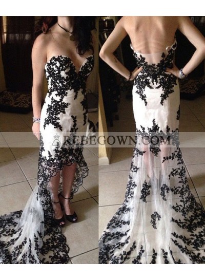 Column/Sheath Sweetheart Sleeveless Natural Backless Tulle Prom Dresses