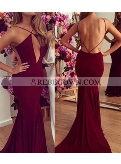 Mermaid Halter Sleeveless Natural Backless Satin Chiffon Prom Dresses