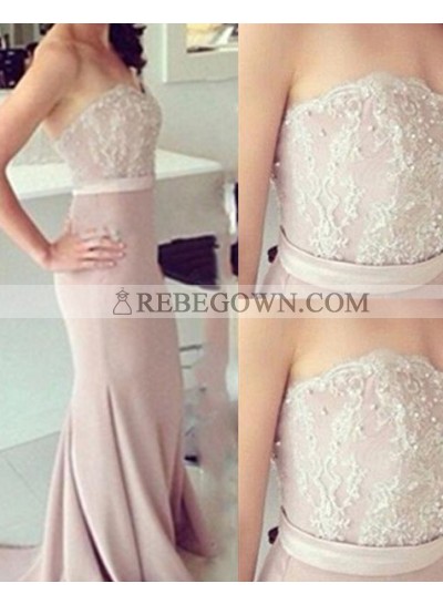 A-Line Strapless Sleeveless Natural Zipper 2023 Glamorous Pink Prom Dresses