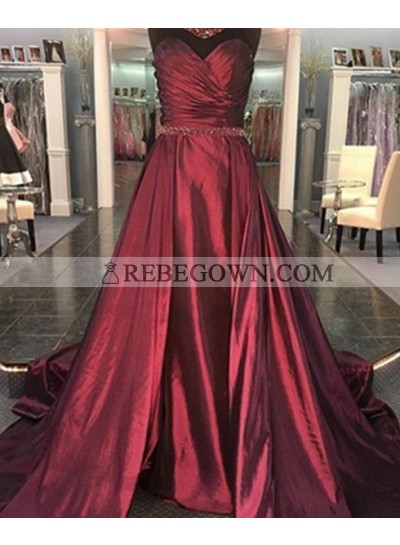 2023 Gorgeous Red Sexy Sweetheart Ruching A-Line Taffeta Prom Dresses