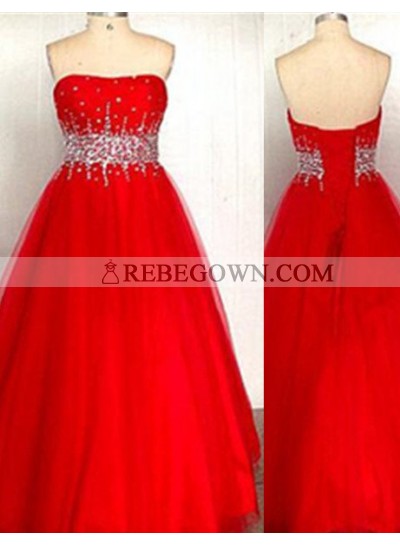 2023 Gorgeous Red A-Line Sweetheart Sleeveless Empire Lace-up Long Floor length Taffeta Prom Dresses