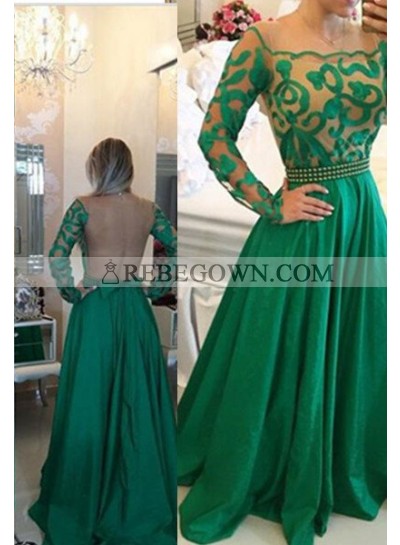 Long Floor length A-Line Square Satin Pearl Detailing  Prom Dresses