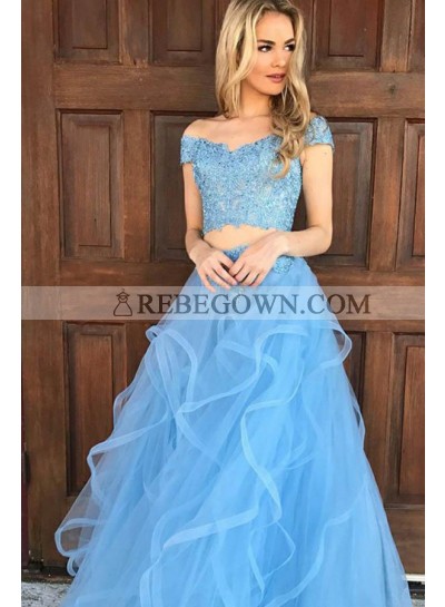 2023 Siren Princess/A-Line Two Pieces Tulle Prom Dresses