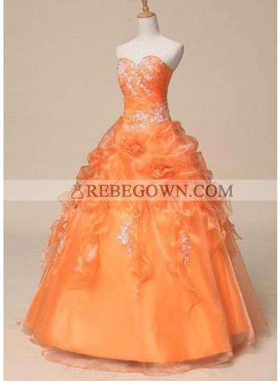 Long Floor length Ball Gown Sweetheart Organza Prom Dresses