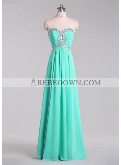 rebe gown 2023 Blue A-Line Sweetheart Sleeveless Natural Prom Long Floor length Chiffon Prom Dresses