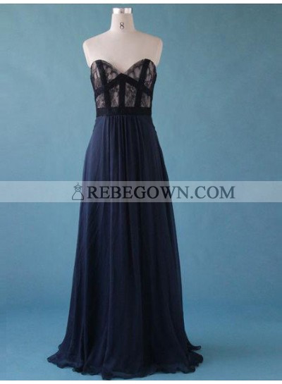 rebe gown 2023 Blue A-Line Sweetheart Sleeveless Chiffon Prom Dresses