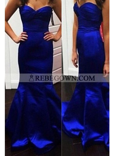 rebe gown 2023 Blue Long Floor length Mermaid Sweetheart Taffeta Prom Dresses