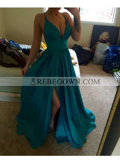 2023 Cheap Princess/A-Line Sweetheart Satin Teal Prom Dresses