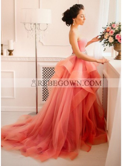 Sweetheart Natural Layers A-Line Tulle Prom Dresses