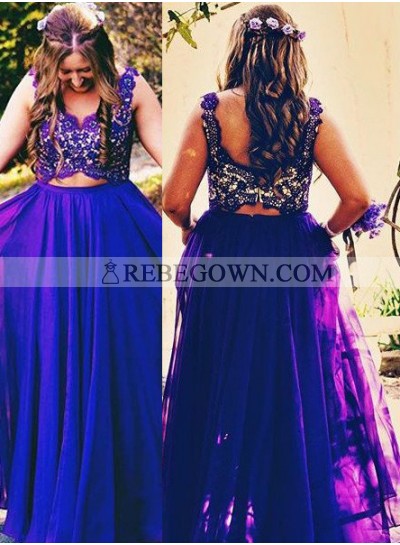 Prom Dresses Straps Lace Sleeveless A-Line Chiffon