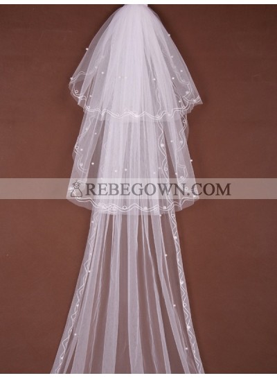 2023 Wedding Veil Great 3 Layer Cathedral With Beading