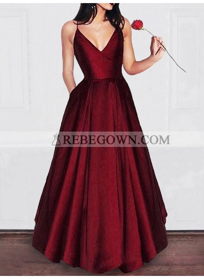 2023 Siren Princess/A-Line Burgundy Satin Prom Dresses