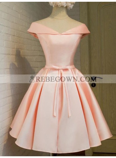 A-Line Princess V-neck Sleeveless Sash Satin Short Homecoming Dresses